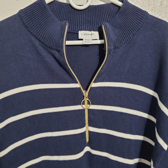 Seraphine Maternity Navy and White Striped Sweater - Picture 9 of 9